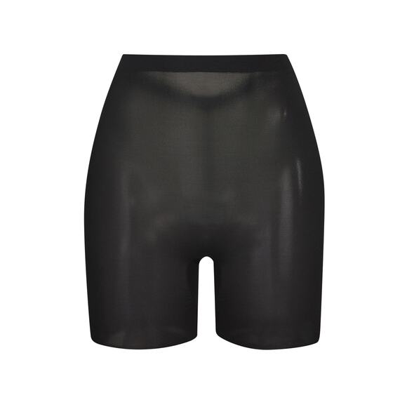 SKIMS Sheer Sculpt Low Back Short Shapewear Onyx Silky Black Size Small